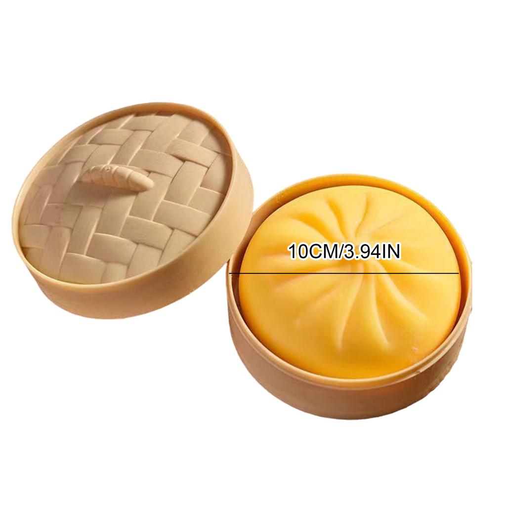 Bun Bao Stress Relief Toy Squeeze Dough Ball Slow Rebound Creative Fake Buns with Steamer Birthday Fun Gift for Kids Autism ADHD
