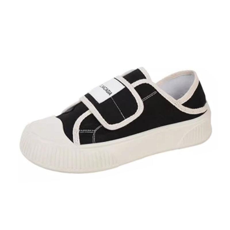 Canvas half slippers women's spring 2025 new thick-soled Velcro white shoes two wear one pedal casual board shoes