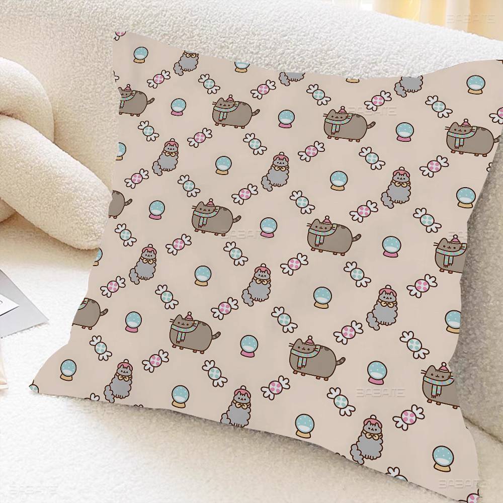 Милая P-Pusheen Кошка Персонализированная Наволочка Детская Спальня Декор Дикой Вечеринки Наволочка Подарок на День Рождения Ребенка 12x12Inch