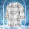 Men's Casual Neck Three-Quarter Sleeve Christmas Print T-Shirt for Holiday Festive Wear