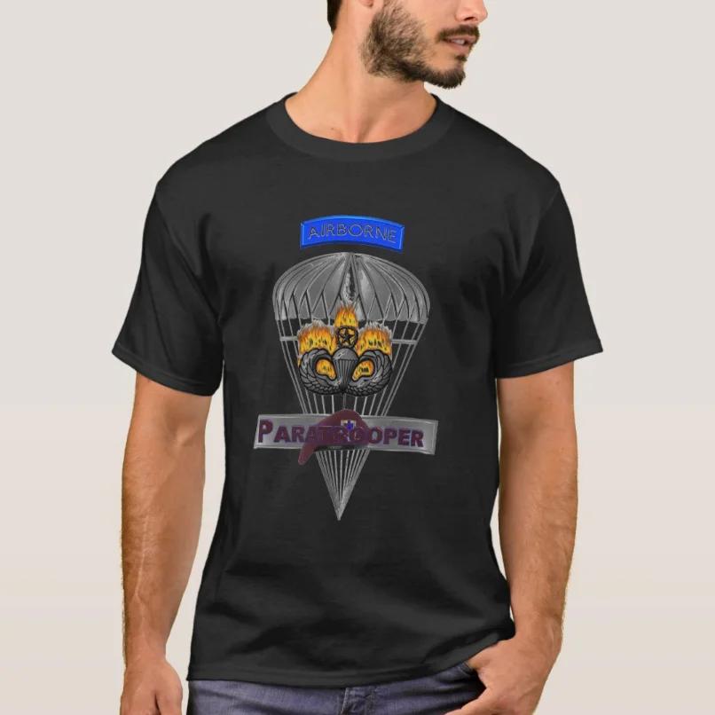 

Flaming Airborne Wings Beret Airborne Paratrooper TShirt Short Sleeve Casual 100 Cotton ONeck Summer Mens Tshirt Size S3XL S