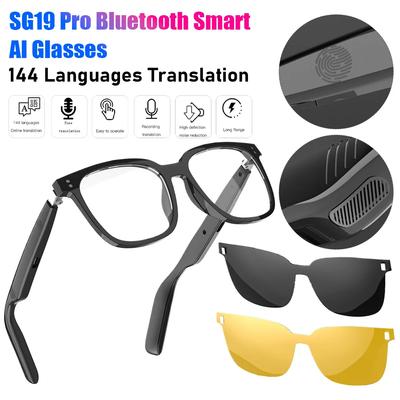AI Smart Translate Eyeglasses BT 5.4 Call Intelligent Translator Glasses 144 Languages Audio Music Call Sunglasses for Men Women