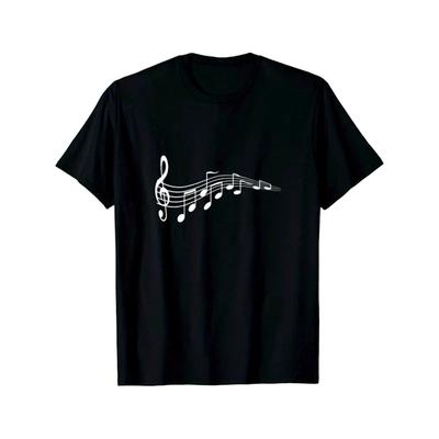 European Sizes Men'S & Women'S Musical Notes & Treble Clef T-Shirt - with Music Staff Print,Sizes, Vintage Music Lover Gift