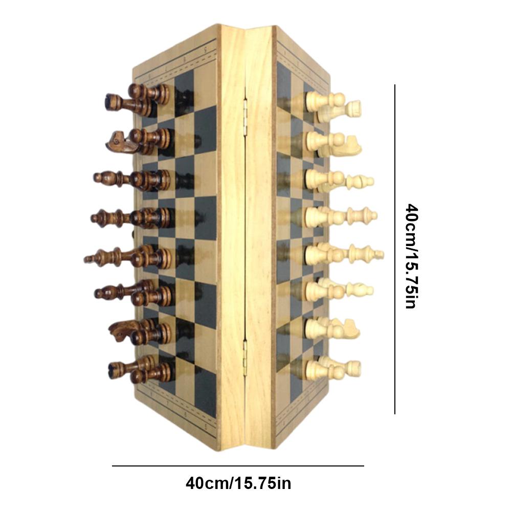 Wooden Foldable Magnetic International Chess Set Educational Chess Board Game Travel Chess Set