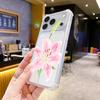 Explosive simple pink flower Apple 15promax mobile phone case iPhone17 high-end transparent soft case