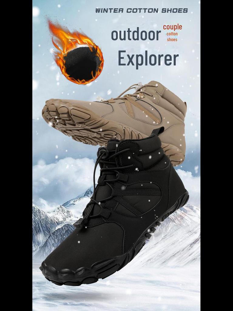 Unisex Waterproof Non-Slip Winter Hiking Boots with Plush Lining