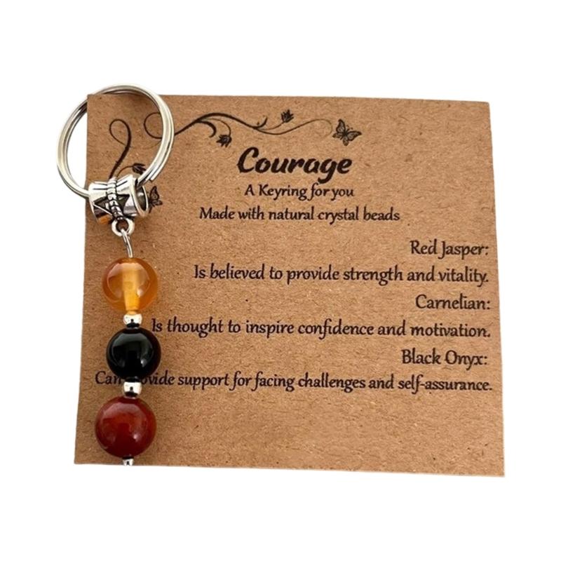 Sister Birthday Gift Set Agate Stone Keychain With Sentimental Message Card and Beaded Bracelet for Women