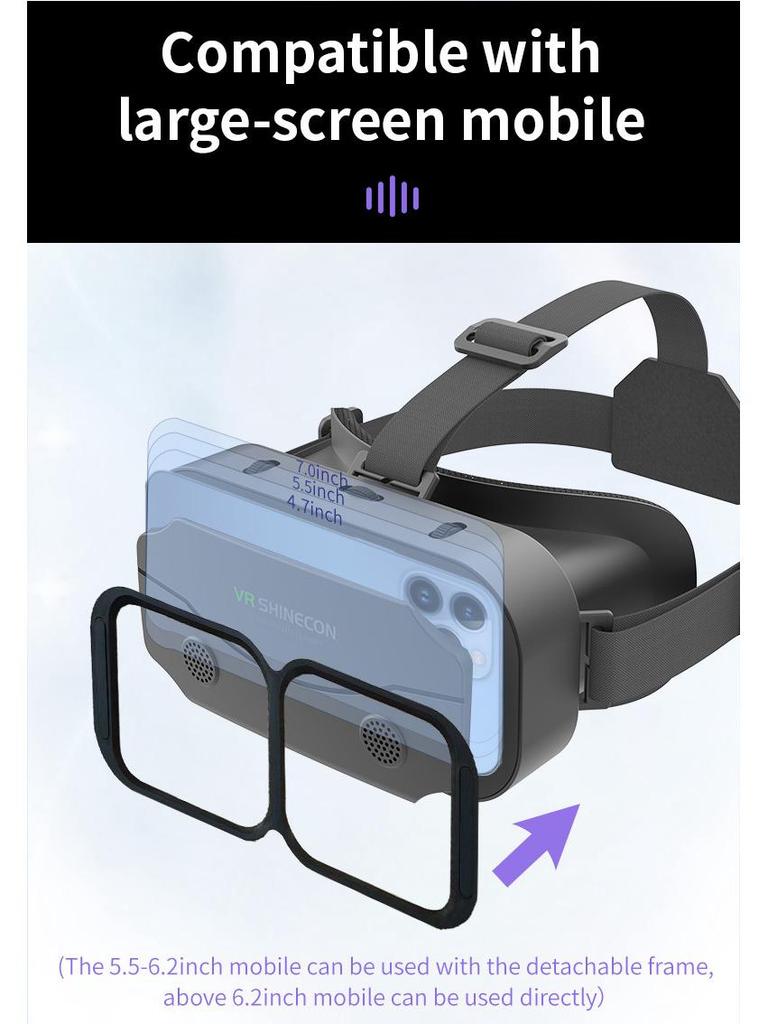 Qianhuan Magic Mirror 3D VR Glasses: Head-Mounted, Compatible with Large-Screen Mobile Phones for Movies & Games.