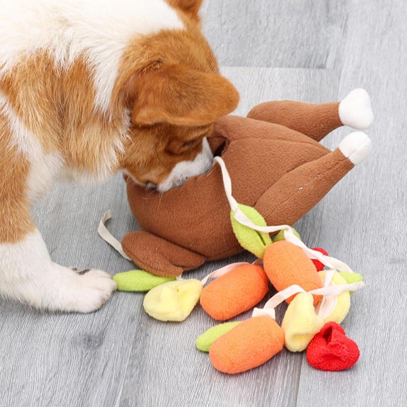 Dog Toys Interactive Puppy Plush Chew Toy Snuffle Roasted Turkey Hide & Seek for Medium Dogs Improving Intelligence