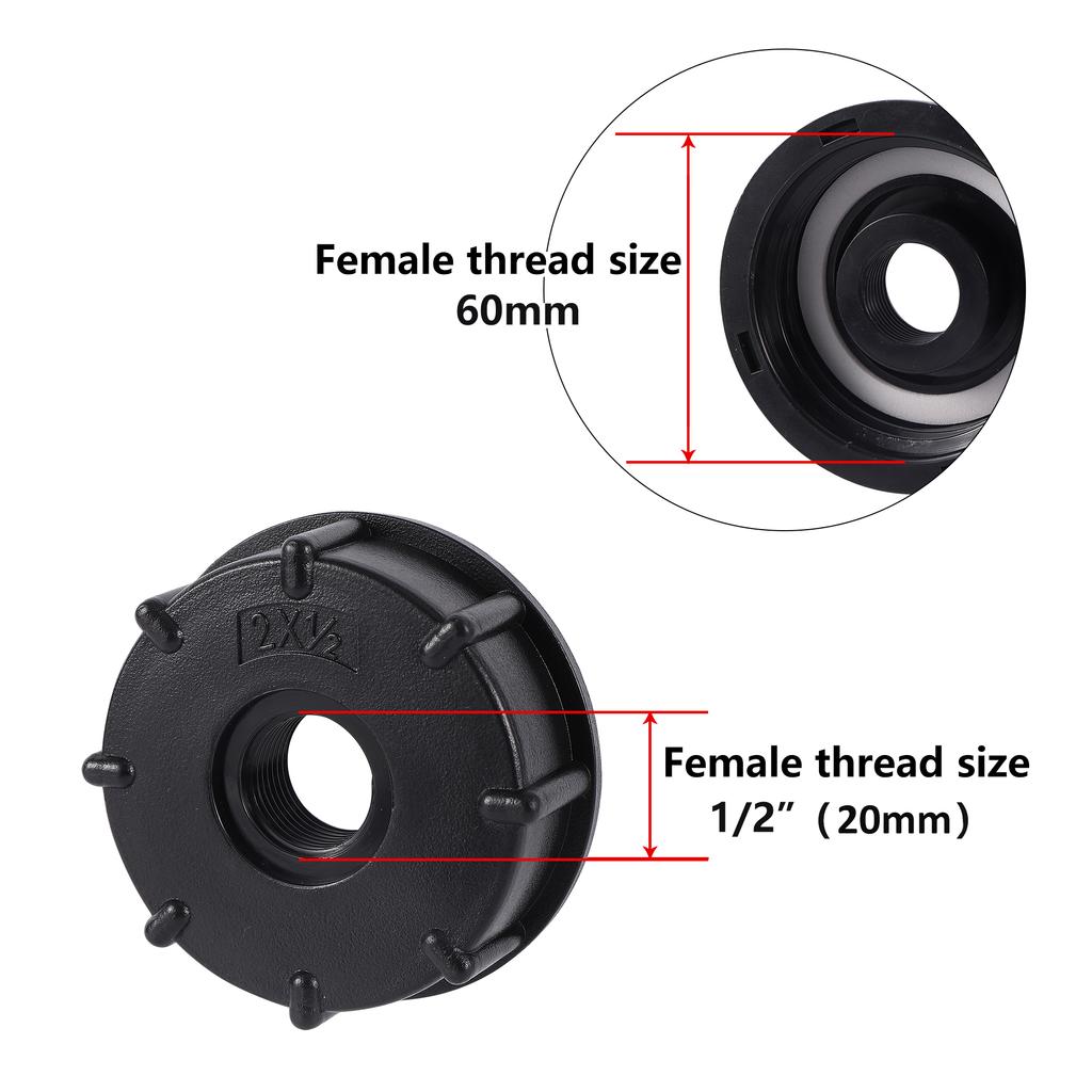 Durable IBC Tank Fittings Universal S60X6 Coarse Threaded Cap 60mm Female Thread To 1/2 ", 3/4", 1 " Water Tap Adapter Connector