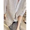 Women Spring Beige Linen Vest Sleeveless Button Down Waistcoat
