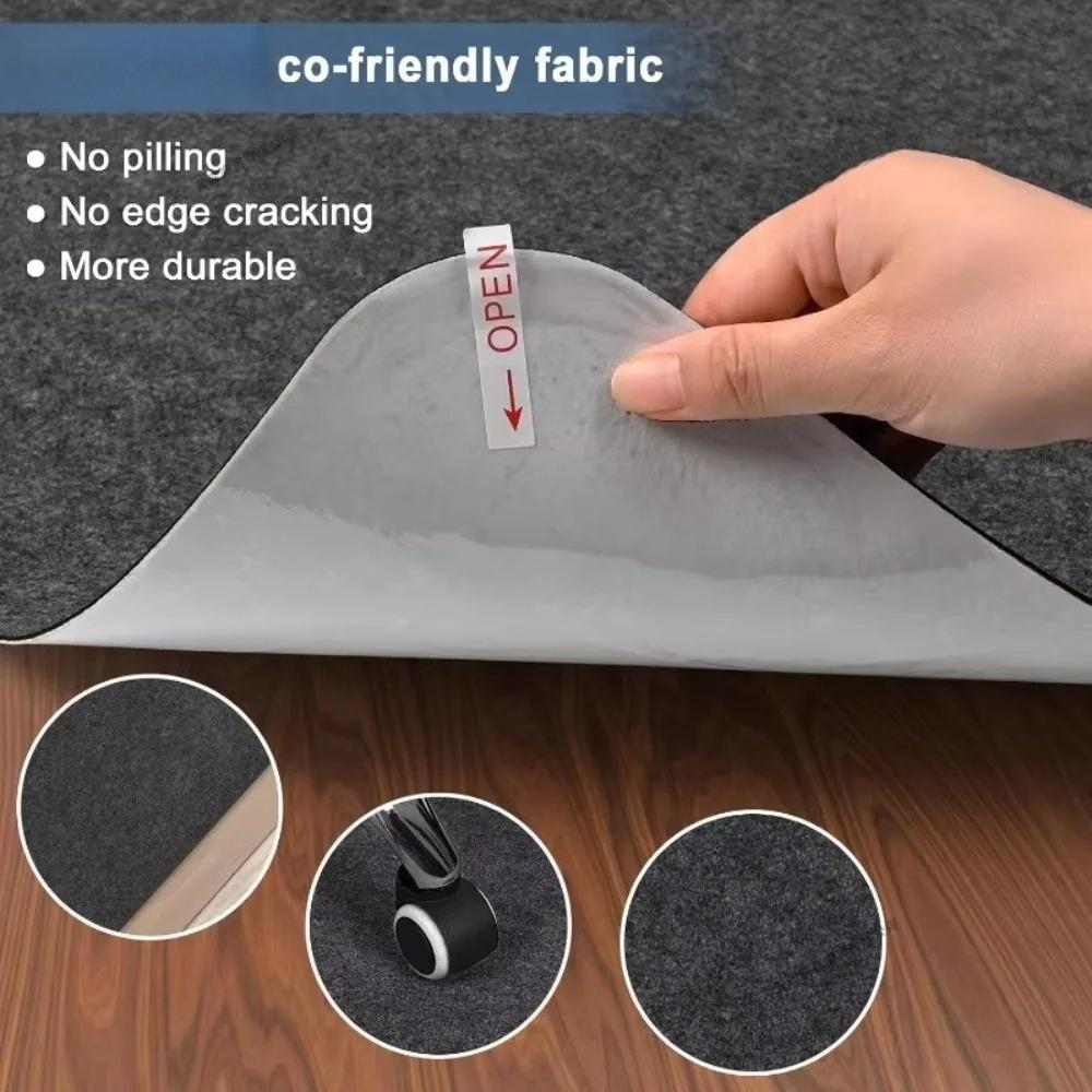Non-Slip 60x90cm Office Swivel Chair Mat Auto-Adhesive No Mark Floor Protector Carpet for Computer Gaming Chairs Home Decorative