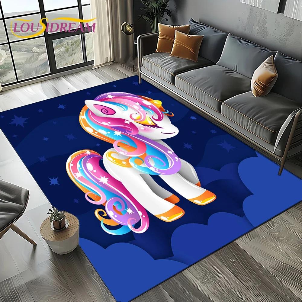 3D Cute Unicorn Cartoon Dream Girl Carpet Rug for Living Room Bedroom Home Sofa Decoration,Kid Area Rug Non-slip Floor Mat Gift
