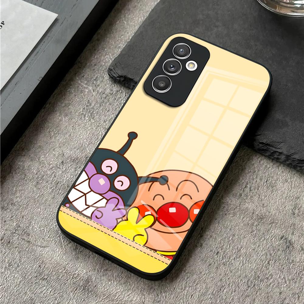 Phone Case For S25 Ultra Samsung S26 S23 S24 Plus S22 S20 S21 Fe A54 A34 A53 A16 Glass Cover Cartoon Cute Anpanman