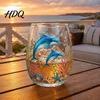 Functional Collectible Glass Cup Ocean-Themed Cup Jellyfish/Dolphins/Sea Turtles/Octopus Hand-Painted Thickened Drinking Durable Heat Resistant for