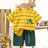 Set di Abbigliamento Estivo per Bambini Set T-shirt a Maniche Corte con Stampa di Animali Cartoni Animati Pantaloncini 2 Pezzi per Bambini e Bambine Morbido Cotone Abbigliamento Casual Quotidiano per Bambini