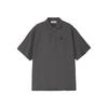 Tiger Head Polo Tee Solid Color Short Sleeve Polo Shirt Men Tops Charcoal-Gray 2181B288-020