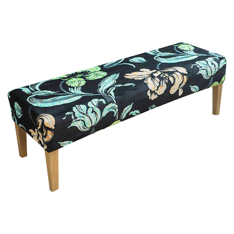 Velvet Embossed Piano Stool Cover Home Dressing Room Bench Printed Elastic Dust Cover Soft Stretch Dining Room Chair Protector