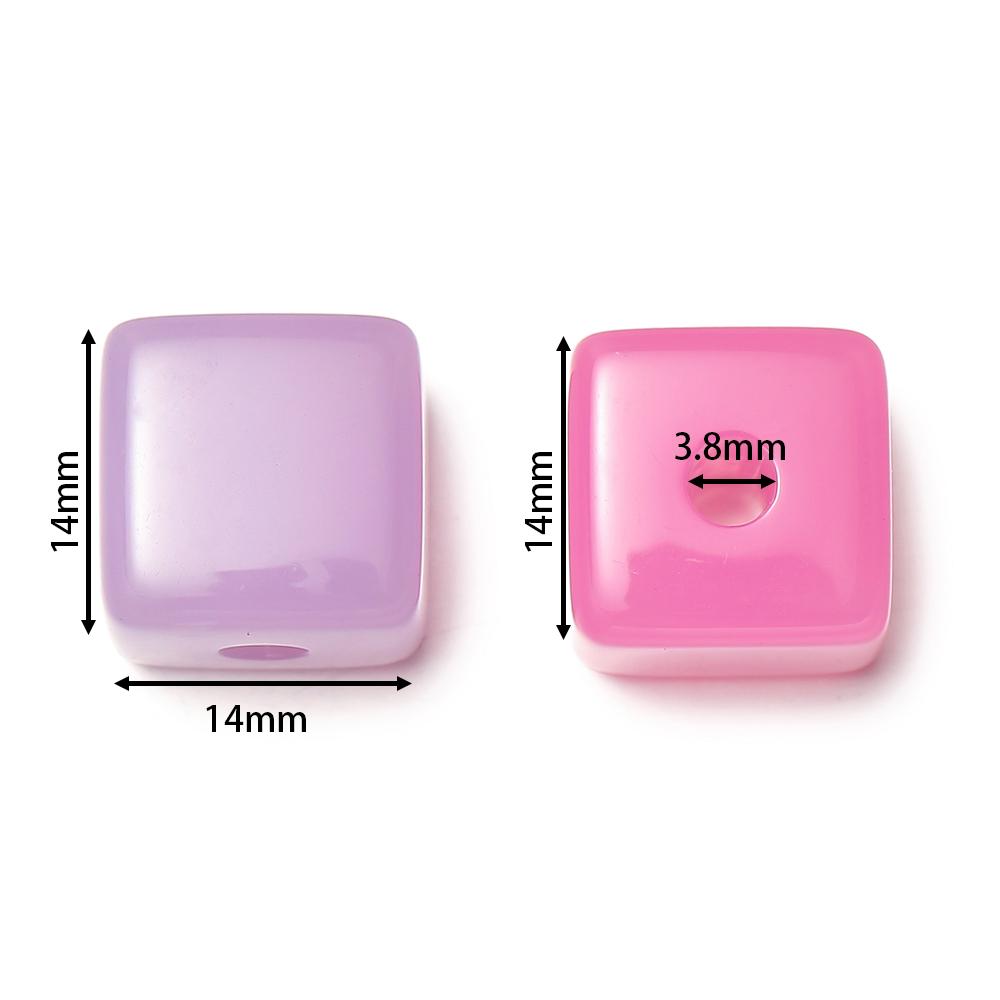 10pcs/lot Acrylic Jelly Colored Square Shape Beads Big Bracelet Loose Beads For DIY Jewelry Making Necklace Craft Accessories