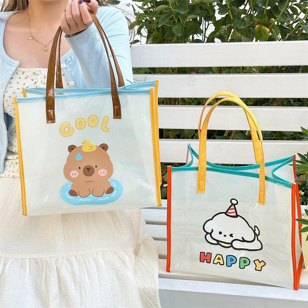 

Wash Pouch Jelly Tote Bag Transparent Cartoon Storage Bag Simple Waterproof Beach Bag Travel