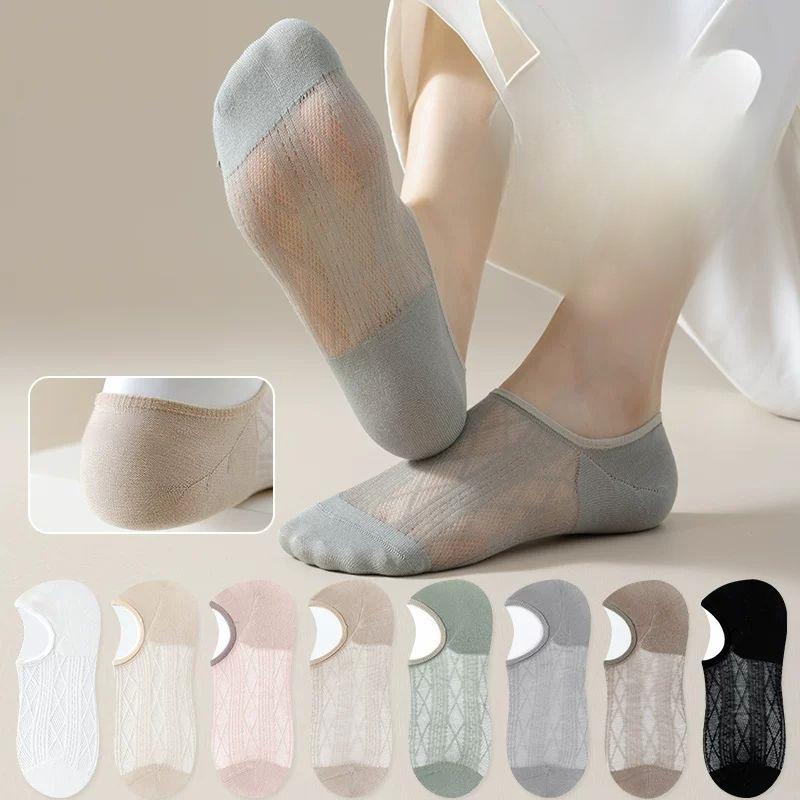 Women's Spring and Summer Thin Sweat Absorbing Breathable Mesh Boneless Invisible Socks