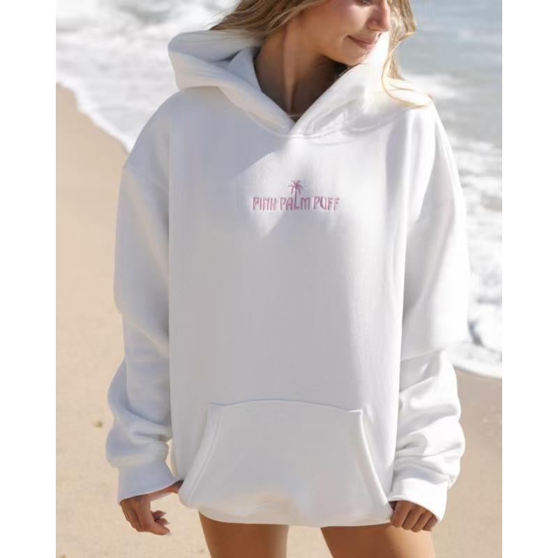 2025 Women's Drop Shoulder Hawaii Hibiscus Hoodie – Trendy European Size