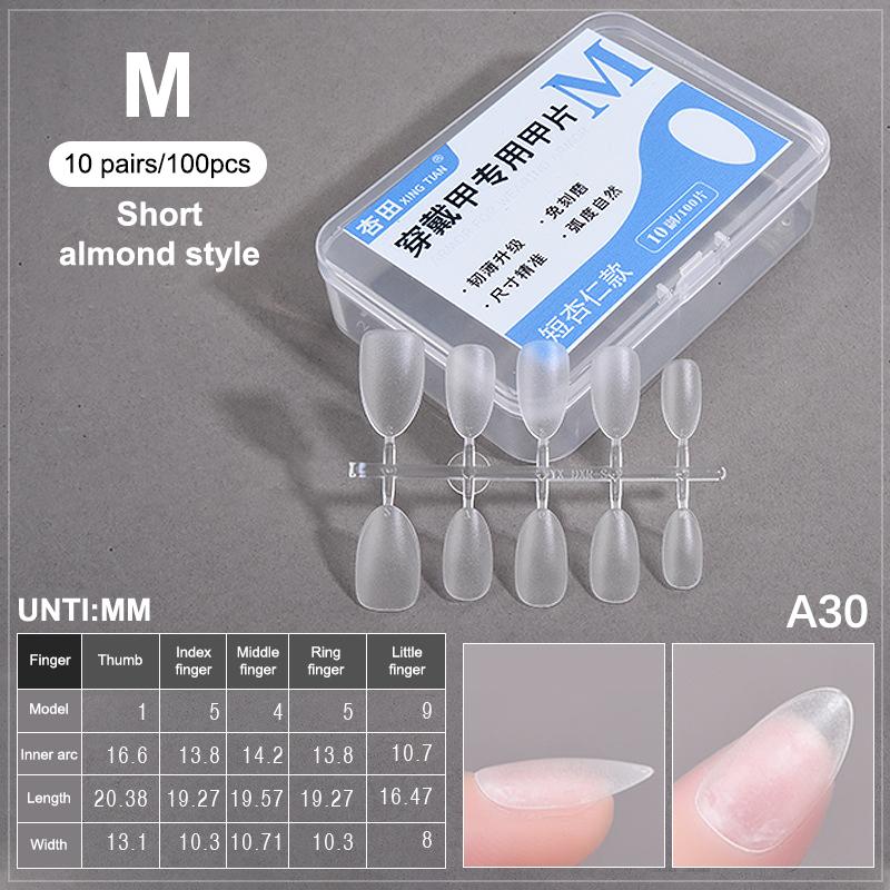100PCS/Box Fake Nail Tips Medium Design Matte Finish False Nails Manicure Tool Extension Press On Nails