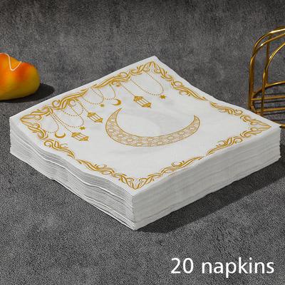 20 PEZZI Tovagliolo di Carta Decorazioni Ristorante Fazzoletti di Carta Decorazioni Ramadan Design Quadrato Decorazione Casa 13 pollici