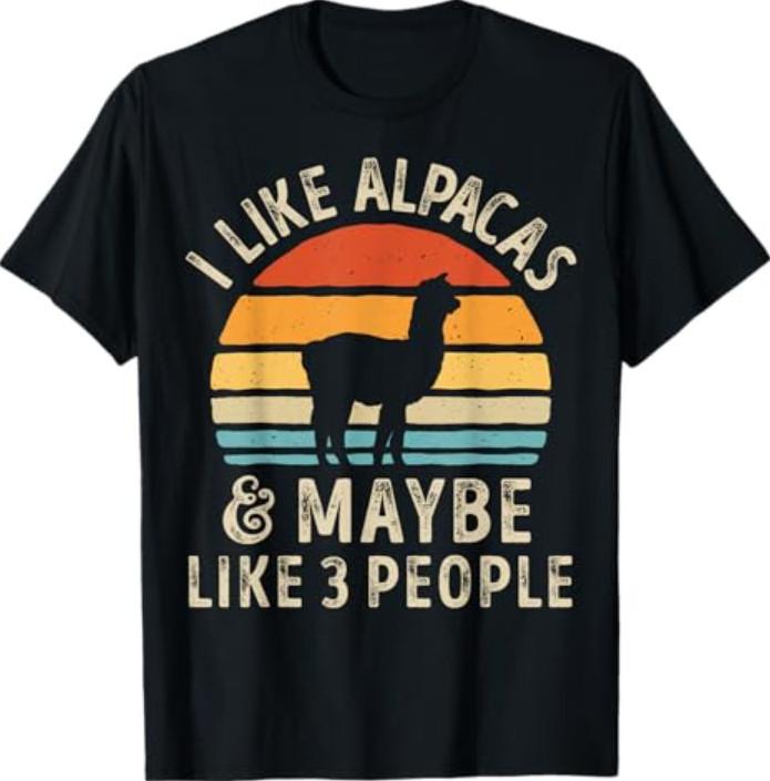 I Like Alpacas And Maybe Like 3 People Funny Alpaca Retro T-Shirt S разноцветный