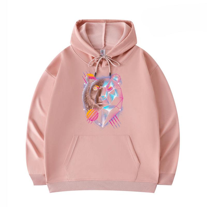 

Men s Hoodies Rad Bear Print Funny Harajuku Style Twill imitation cotton Hoodies