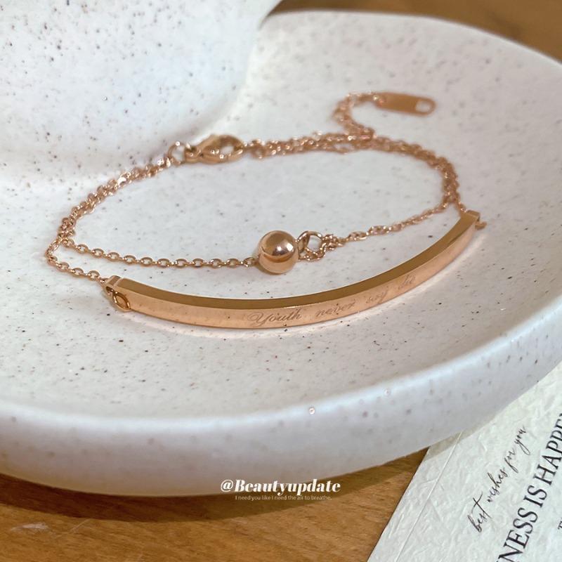 Stainless steel double-layer letter fashion bracelet niche minimalist temperament bracelet light luxury high-end jewelry