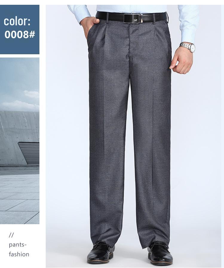 Herren High Waist Seidenkleiderhosen - Sommer Dünn, Locker Geschnitten, Gerade Bein Hose