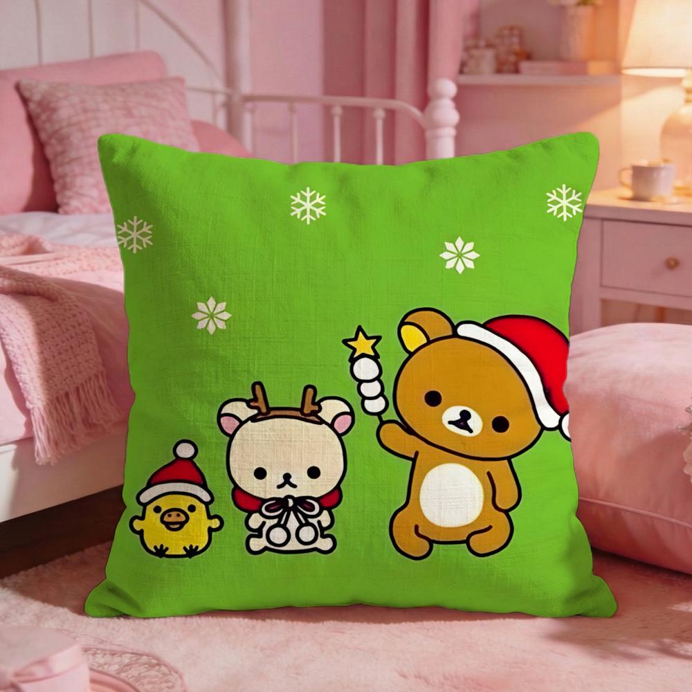 RRirakkumas Cute Bear Cushion Cover Premium Comfort Reversible Pillow Cove Two In One Design For Any Room Car Interior