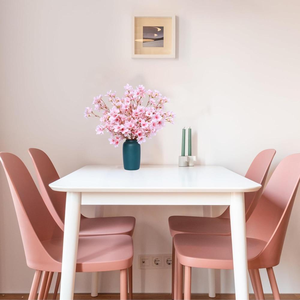 6pcs Artificial Cherry Blossom Branches Decor Fake Flowers 15.75 Inches Silk Faux Flowers Garden Table Centerpiece Decor