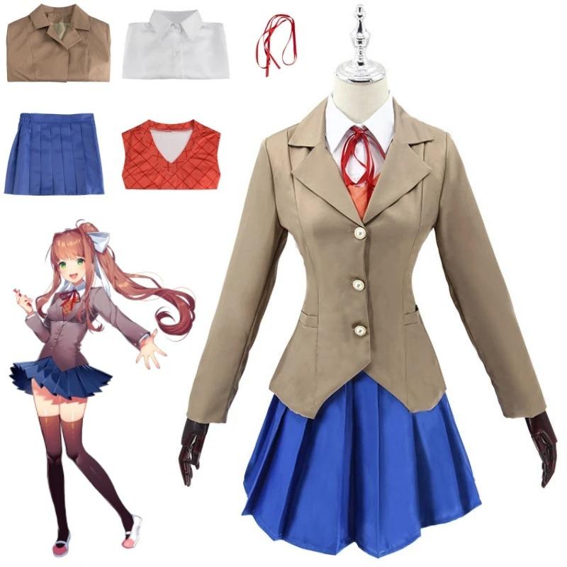 Аниме Клуб Романтики Monika Косплей Костюмы Sayori Yuri Natsuki Хэллоуин Костюмы для Женщин Платье Vestido Одежда S&Azumanga Daioh