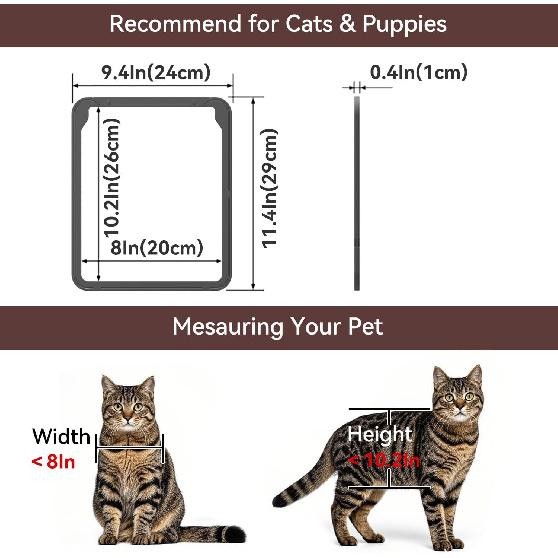 PETLESO Small Dog Door for Screen Door, Cat Door 8"×10" Magnetic Flap Self-Closing, Pet Screen Door for Sliding Door, Puppy Doggy and Cat Door Built