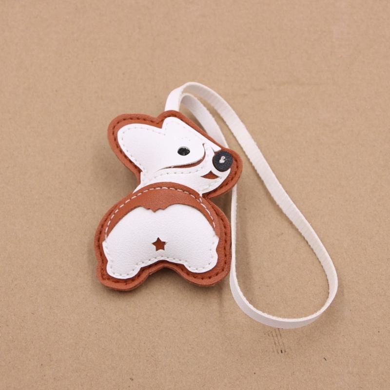 PU Leather Corgi Keychain Cute Dog Accessory Decoration Lightweight PU Craft Pendant For Daily Bag Styling