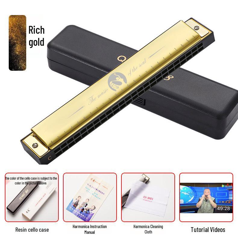 Chimei 24-Hole Double Reed C Key Harmonica for Adults & Beginners