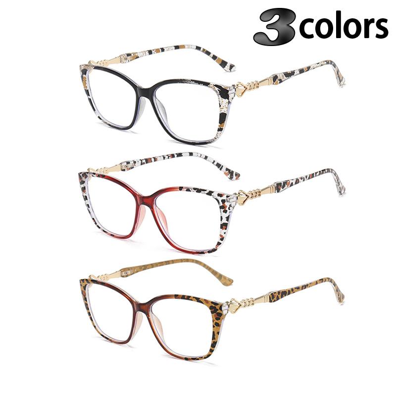 Langlebiges Scharnier Lesebrille +1,0 bis +4,0 Leopardenmuster Blaulichtfilter Metallrahmen Alterssichtigkeit Brille