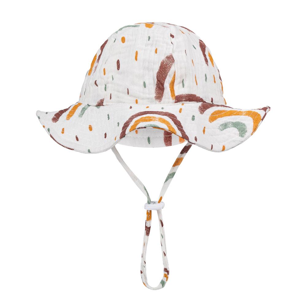 Baby Cotton Bucket Hats New Children Sunscreen Outdoor Caps Boys Girls Print Panama Hat Unisex Beach Fishing Hat For 3-12 Months