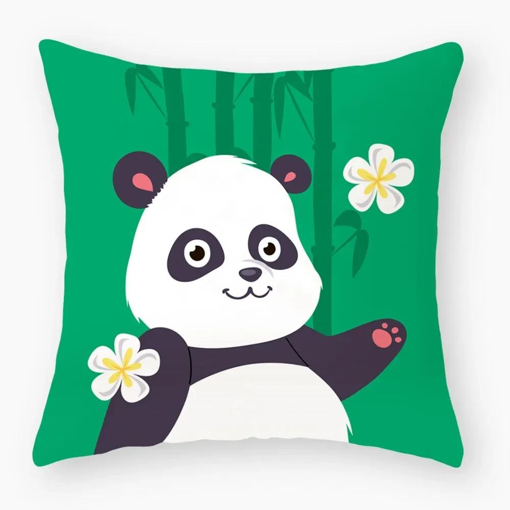 Cute Cartoon Panda Study Pillowcase Office Living Room Home Pillowcase Car Ornaments