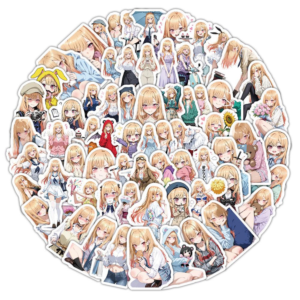 100pcs Cute Kitagawa Marin Anime Stickers for Decorative Scrapbooking Stationery Handbook Luggage Water Cup