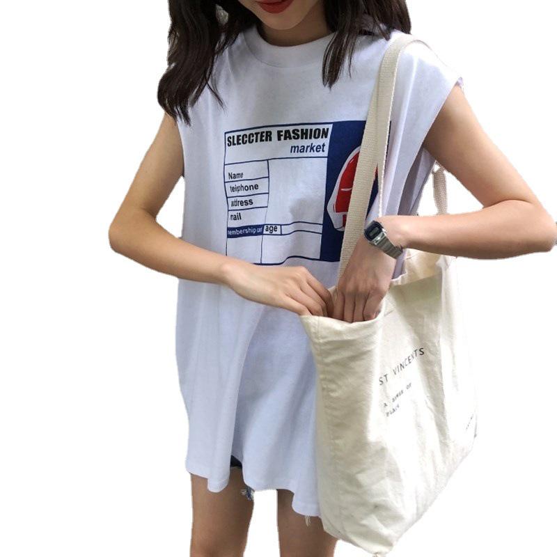 2024 Summer Korean Split-Back Sleeveless Loose Women's T-Shirt Top