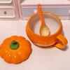 Ceramic Pumpkin Shape Mug With Lid Coffee Cup Halloween Dinnerware Perfect For Autumn Drink Decoration