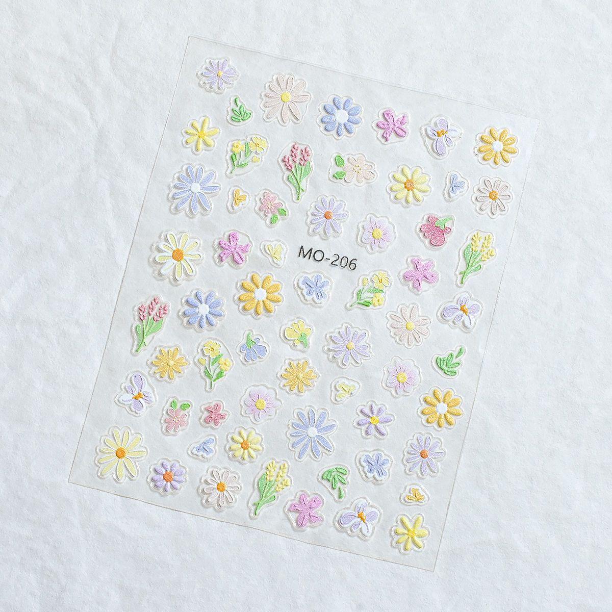 

Spring Wildflower Nail Art Stickers: Romantic Oil Painting Design