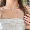 [Peach Tea] Flower Spring Day, Flower Pearl Long Necklace Female, New Seaside Clavicle Neck Chain Accessories