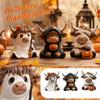 Halloween Cow Decorations Set of 3, Pumpkin Cow Figurines, Desktop Holiday Table Decor