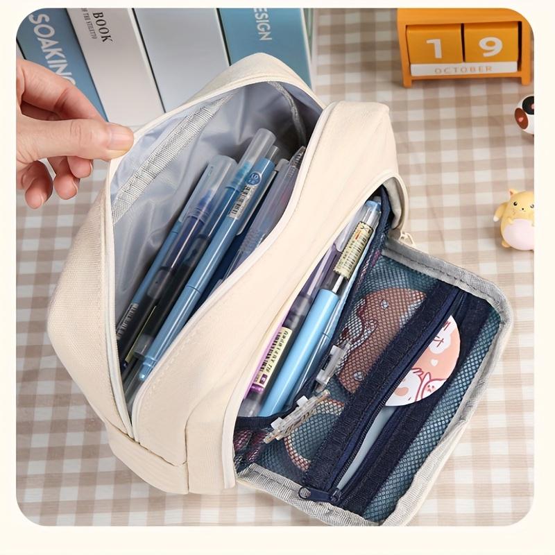 1Pc Large Opening Pencil Pouch -  Style Japanese High - Value Student Stationery Storage Bag