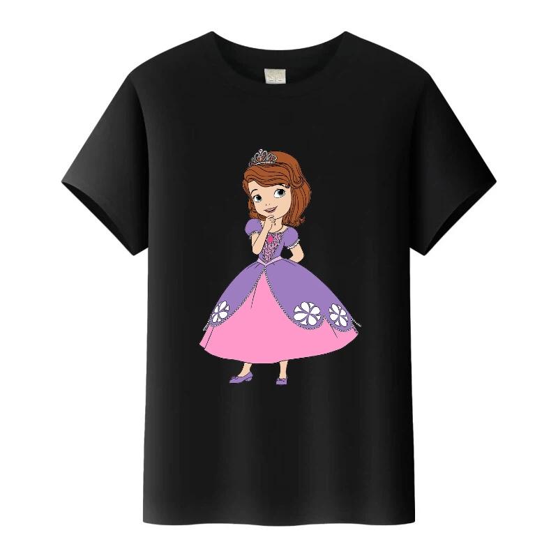 Disney Sofia První Princezna Kreslená Trička Dívčí Kulatý Výstřih Top Tričko Y2k Volné Halenky Harajuku Tričko Letní Oblečení Dárek
