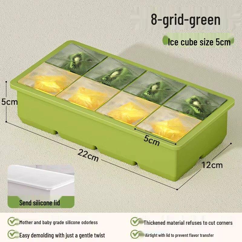 Large Food Grade Silicone Ice Cube Mold with Lid